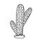 Cute doodle of saguaro cactus from Mexico or Wild West desert with hand drawn outline. Vector simple cacti flower with