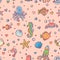 Cute doodle sealife vector seamless pattern