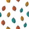 Cute doodle seamless pattern with bright leaves