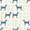 Cute doodle seamless vector pattern of dog