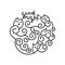 Cute doodle sleeping owls on branches in the form of spiral. Good night the Inscription Hand drawn Vector illustration. Graphics