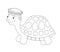 Cute doodle turtle character isolated on white. Vector outline nautical illustration