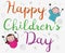 Cute Doodles of a Pair of Children Celebrating Their Day, Vector Illustration