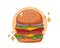 Cute double cheese burger cartoon illustration
