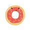 Cute doughnut flat vector illustration. Adorable smiling donut cartoon character. Delicious pastry, sweet dessert with