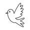 Cute dove flying icon