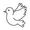 Cute dove flying icon