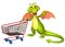 Cute Dragon cartoon character with trolly