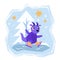 Cute Dragon cartoon mascot character. 2024 Dragon Calendar. January. Happy New Year of the Dragon. Dragon skates on an