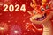 a cute dragon celebrating the year of the dragon 2024, smiling, Generative AI