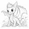 Cute Dragon coloring book page on white background.