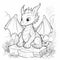 Cute Dragon coloring book page on white background.