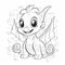 Cute Dragon coloring book page on white background.