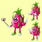 Cute dragon fruit characters as narcissistic
