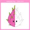 Cute dragon fruit for coloring book