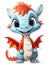 Cute Dragon Sticker on White Background AI Generated