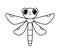 Cute Dragonfly Coloring Page Cartoon Vector Illustration