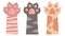 Cute  drawings of cat arms and paws with extended claws in different fur colors