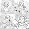 Cute drawings to color: bear, night owl and girl with flowers. Cute drawings, night owl, girl with flowers