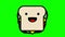 Cute, drawn sandwich, with eyes and a mouth, tells something. sandwich icon, animation, on green backdrop. National