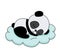 Cute dreaming baby panda on cloud. Cartoon hand drawn vector illustration. Baby animal