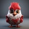 Cute And Dreamy 3d Animated Red And White Chicken Character