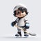 Cute And Dreamy Kids Hockey Player 3d Character Illustration