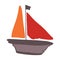 Cute driftwood sailboat cartoon vector illustration motif set. Hand drawn isolated seafaring elements clipart for nautical blog,