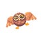 Cute drunk brown owl flat icon