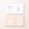 Cute Duck Abstract Feminine Vector Sign or Logo and Business Card Template. Premium Stationary Realistic Mock Up. Modern