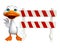 Cute Duck cartoon character with baracades