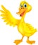 Cute duck cartoon waving