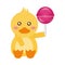 Cute duck and lollipop sweet candy