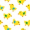 Cute ducks seamless flat background design