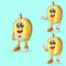 Cute durian characters making playful hand signs