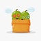Cute durian mascot in the box