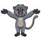 Cute dusky leaf monkey cartoon raising hands