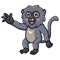 Cute dusky leaf monkey cartoon waving hand