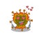 Cute duvinacovirus cartoon character showing a falling in love face