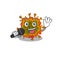 Cute duvinacovirus sings a song with a microphone