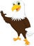 Cute eagle cartoon waving hand