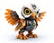 The cute eagle robot is isolated over a white background.