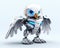 The cute eagle robot is isolated over a white background.