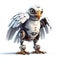 Cute eagle robot, robotic bird isolated over white background. Created with generative Ai