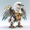 Cute eagle robot, robotic bird isolated over white background. Created with generative Ai