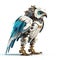 Cute eagle robot, robotic bird isolated over white background. Created with generative Ai