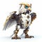 Cute eagle robot, robotic bird isolated over white background. Created with generative Ai