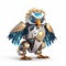 Cute eagle robot, robotic bird isolated over white background. Created with generative Ai