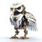 Cute eagle robot, robotic bird isolated over white background. Created with generative Ai