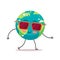 Cute earth character wearing sunglasses cartoon mascot globe personage save planet global warming concept isolated